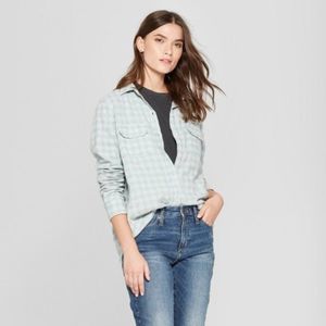 Womens Plaid Long Sleeve Plaid Flannel Shirt - Universal Thread™ Green P…